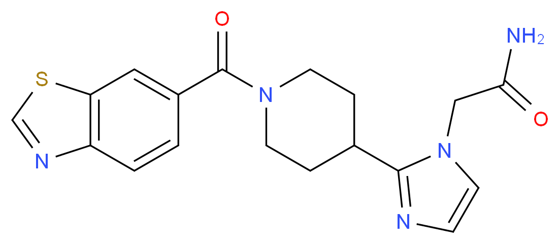 2-{2-[1-(1,3-benzothiazol-6-ylcarbonyl)-4-piperidinyl]-1H-imidazol-1-yl}acetamide_分子结构_CAS_)