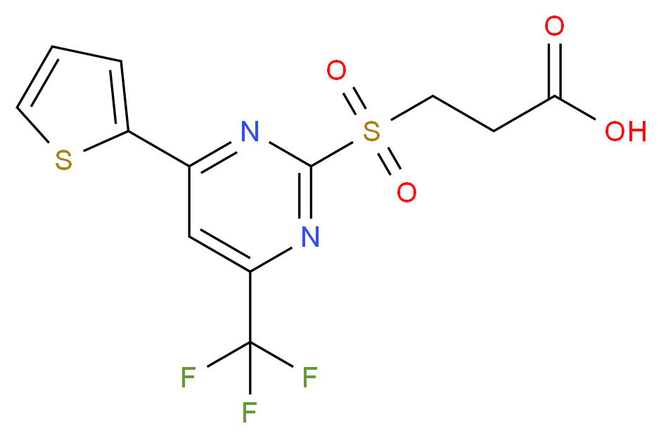 3-(4-Thiophen-2-yl-6-trifluoromethyl-pyrimidine-2-sulfonyl)-propionic acid_分子结构_CAS_436088-50-5)
