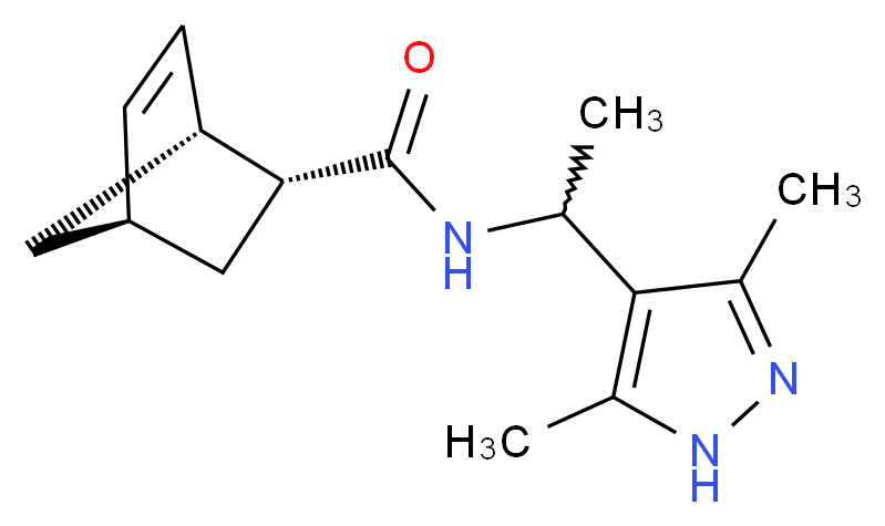 (1R*,2R*,4R*)-N-[1-(3,5-dimethyl-1H-pyrazol-4-yl)ethyl]bicyclo[2.2.1]hept-5-ene-2-carboxamide_分子结构_CAS_)