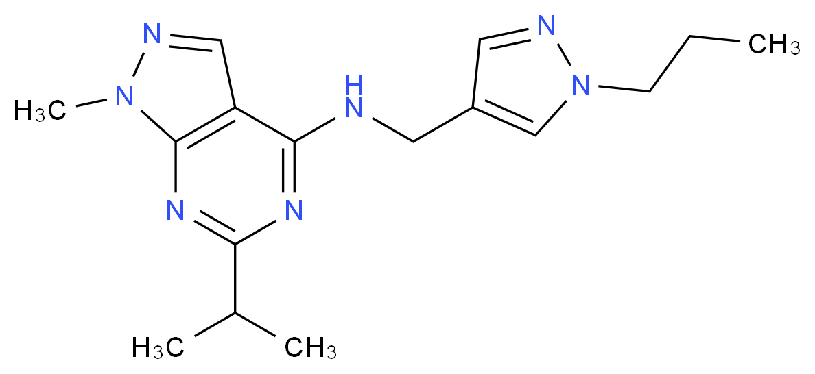 6-isopropyl-1-methyl-N-[(1-propyl-1H-pyrazol-4-yl)methyl]-1H-pyrazolo[3,4-d]pyrimidin-4-amine_分子结构_CAS_)
