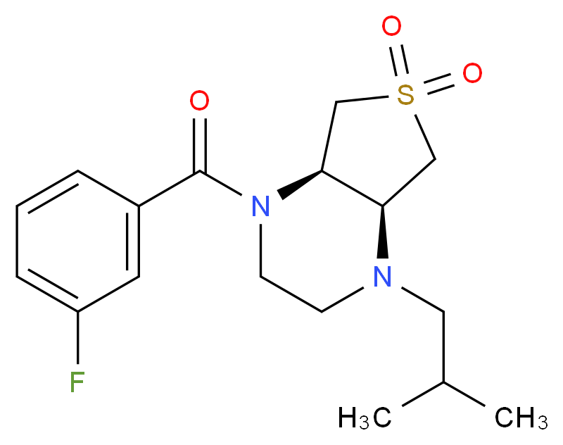 (4aS*,7aR*)-1-(3-fluorobenzoyl)-4-isobutyloctahydrothieno[3,4-b]pyrazine 6,6-dioxide_分子结构_CAS_)