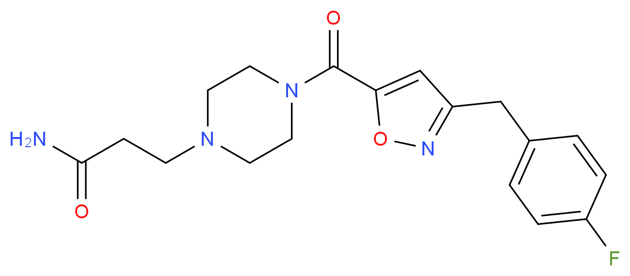 3-(4-{[3-(4-fluorobenzyl)-5-isoxazolyl]carbonyl}-1-piperazinyl)propanamide_分子结构_CAS_)