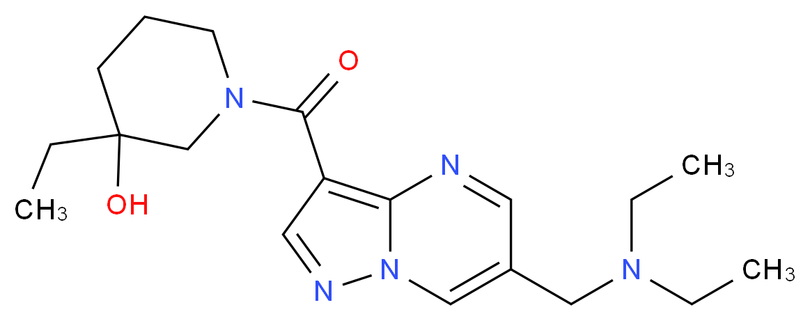 1-({6-[(diethylamino)methyl]pyrazolo[1,5-a]pyrimidin-3-yl}carbonyl)-3-ethylpiperidin-3-ol_分子结构_CAS_)