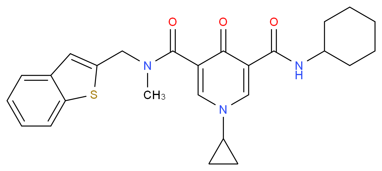 N-(1-benzothien-2-ylmethyl)-N'-cyclohexyl-1-cyclopropyl-N-methyl-4-oxo-1,4-dihydro-3,5-pyridinedicarboxamide_分子结构_CAS_)