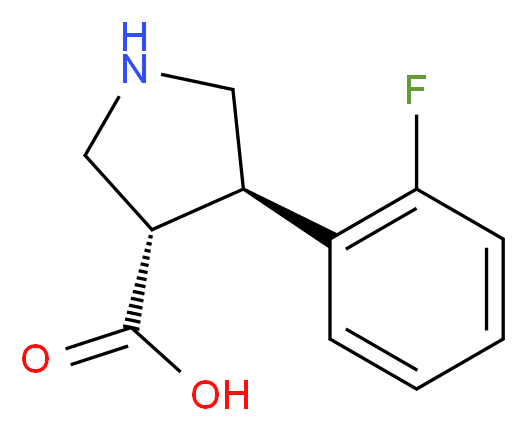 (3S,4R)-4-(2-fluorophenyl)pyrrolidine-3-carboxylic acid_分子结构_CAS_1049975-91-8