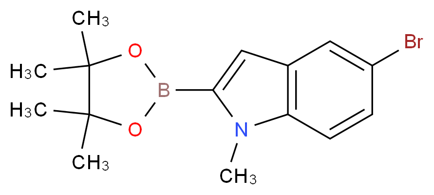 5-Bromo-1-methyl-2-(4,4,5,5-tetramethyl-1,3,2-dioxaborolan-2-yl)-1H-indole_分子结构_CAS_1192037-87-8)