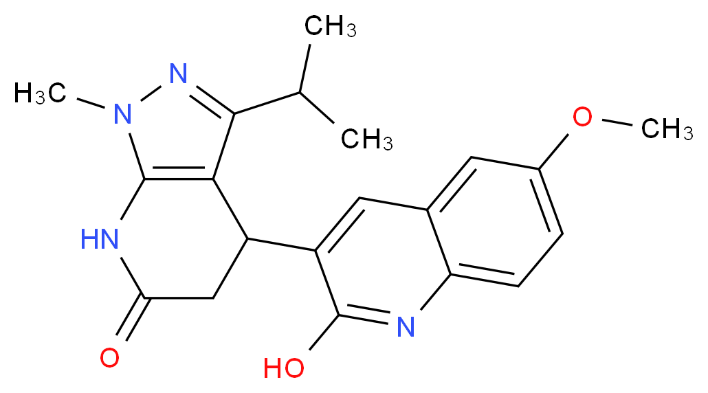 4-(2-hydroxy-6-methoxyquinolin-3-yl)-3-isopropyl-1-methyl-1,4,5,7-tetrahydro-6H-pyrazolo[3,4-b]pyridin-6-one_分子结构_CAS_)