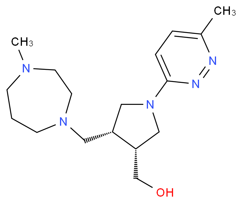 [(3R*,4R*)-4-[(4-methyl-1,4-diazepan-1-yl)methyl]-1-(6-methyl-3-pyridazinyl)-3-pyrrolidinyl]methanol_分子结构_CAS_)