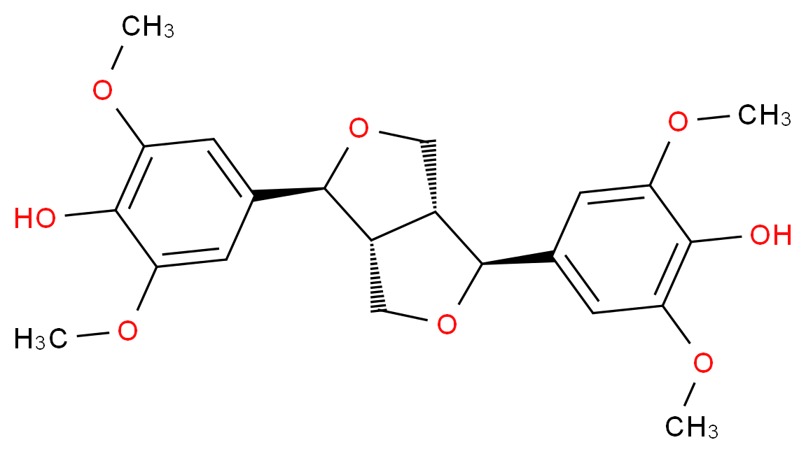 4-[(1S,3aR,4S,6aR)-4-(4-hydroxy-3,5-dimethoxyphenyl)-hexahydrofuro[3,4-c]furan-1-yl]-2,6-dimethoxyphenol_分子结构_CAS_21453-69-0