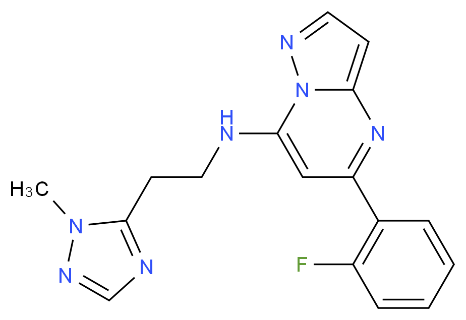 5-(2-fluorophenyl)-N-[2-(1-methyl-1H-1,2,4-triazol-5-yl)ethyl]pyrazolo[1,5-a]pyrimidin-7-amine_分子结构_CAS_)
