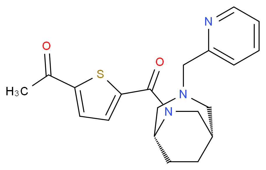 1-(5-{[(1S*,5R*)-3-(2-pyridinylmethyl)-3,6-diazabicyclo[3.2.2]non-6-yl]carbonyl}-2-thienyl)ethanone_分子结构_CAS_)