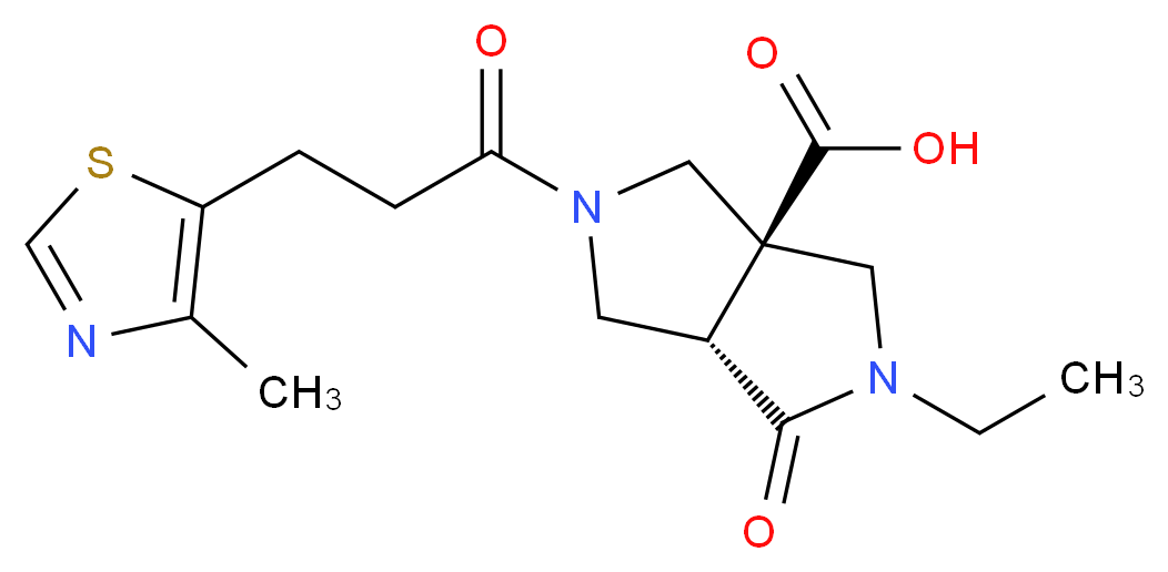 (3aS*,6aS*)-2-ethyl-5-[3-(4-methyl-1,3-thiazol-5-yl)propanoyl]-1-oxohexahydropyrrolo[3,4-c]pyrrole-3a(1H)-carboxylic acid_分子结构_CAS_)