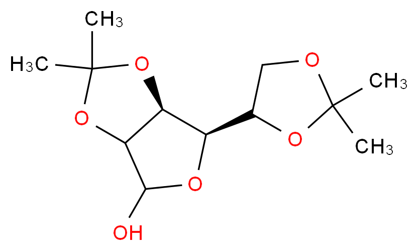 (6R,6aS)-6-(2,2-dimethyl-1,3-dioxolan-4-yl)-2,2-dimethyl-tetrahydro-2H-furo[3,4-d][1,3]dioxol-4-ol_分子结构_CAS_14131-84-1