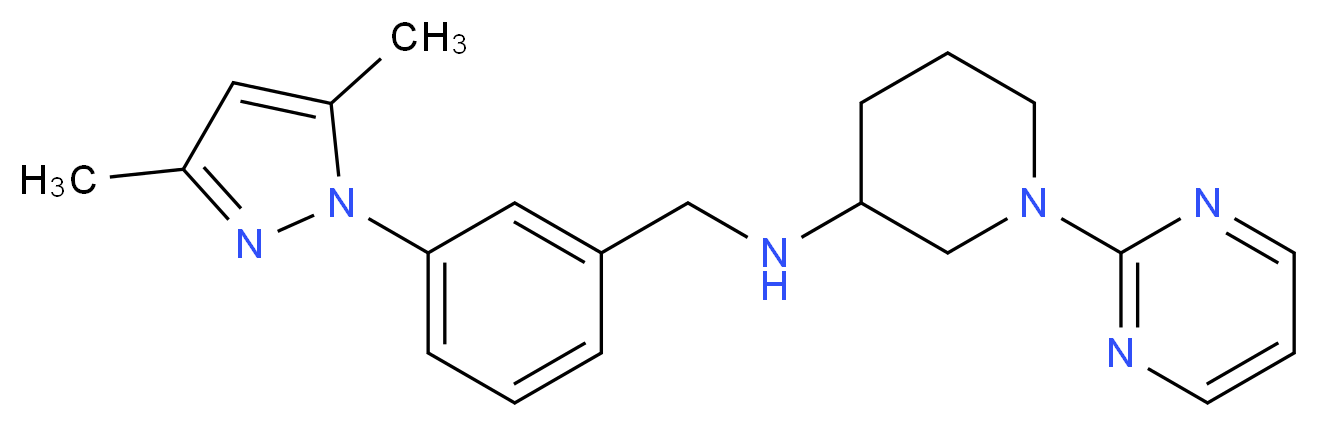 N-[3-(3,5-dimethyl-1H-pyrazol-1-yl)benzyl]-1-(2-pyrimidinyl)-3-piperidinamine_分子结构_CAS_)