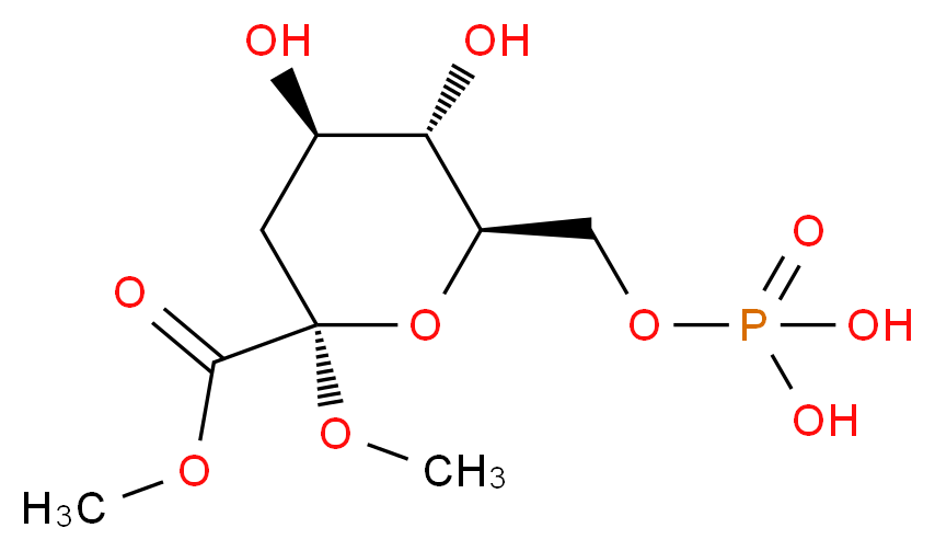 {[(2R,3S,4R,6R)-3,4-dihydroxy-6-methoxy-6-(methoxycarbonyl)oxan-2-yl]methoxy}phosphonic acid_分子结构_CAS_91382-80-8