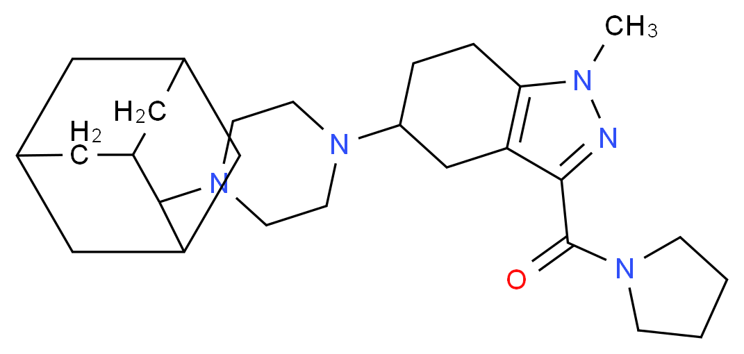 5-[4-(2-adamantyl)-1-piperazinyl]-1-methyl-3-(1-pyrrolidinylcarbonyl)-4,5,6,7-tetrahydro-1H-indazole_分子结构_CAS_)