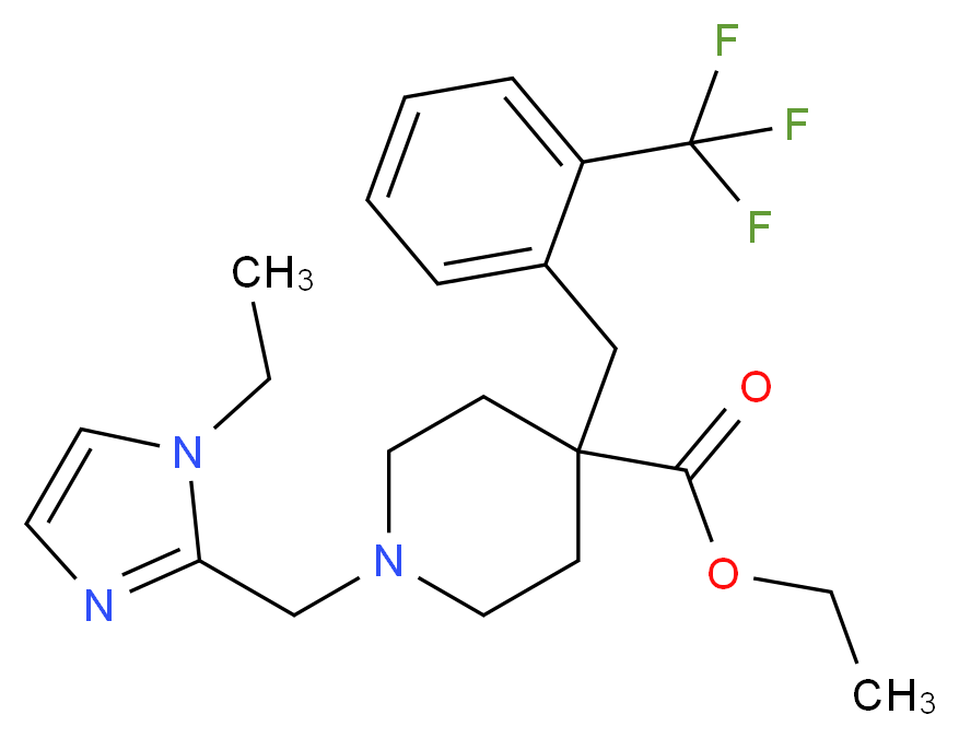 ethyl 1-[(1-ethyl-1H-imidazol-2-yl)methyl]-4-[2-(trifluoromethyl)benzyl]-4-piperidinecarboxylate_分子结构_CAS_)
