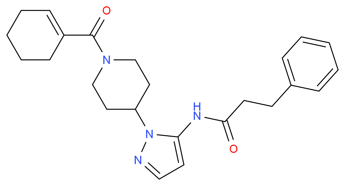 N-{1-[1-(1-cyclohexen-1-ylcarbonyl)-4-piperidinyl]-1H-pyrazol-5-yl}-3-phenylpropanamide_分子结构_CAS_)