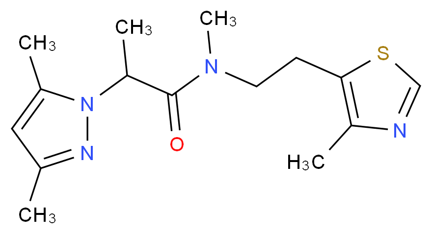 2-(3,5-dimethyl-1H-pyrazol-1-yl)-N-methyl-N-[2-(4-methyl-1,3-thiazol-5-yl)ethyl]propanamide_分子结构_CAS_)