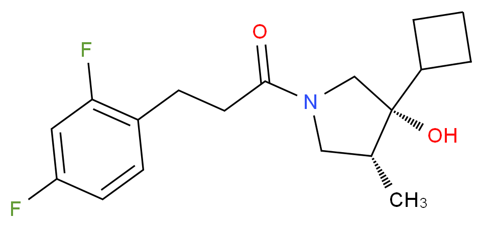(3R*,4R*)-3-cyclobutyl-1-[3-(2,4-difluorophenyl)propanoyl]-4-methyl-3-pyrrolidinol_分子结构_CAS_)
