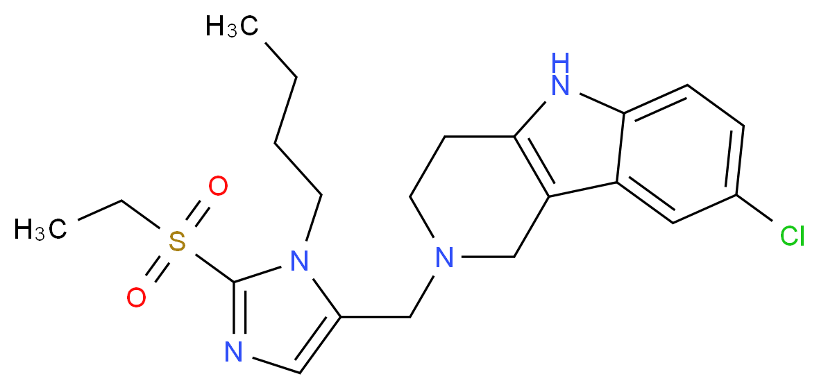 2-{[1-butyl-2-(ethylsulfonyl)-1H-imidazol-5-yl]methyl}-8-chloro-2,3,4,5-tetrahydro-1H-pyrido[4,3-b]indole_分子结构_CAS_)