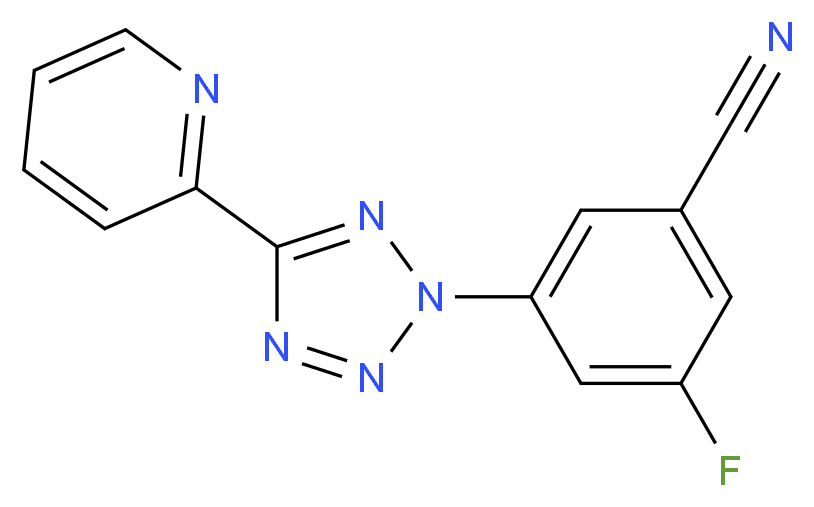 3-fluoro-5-(5-(pyridin-2-yl)-2H-tetrazol-2-yl)benzonitrile_分子结构_CAS_507269-27-4)