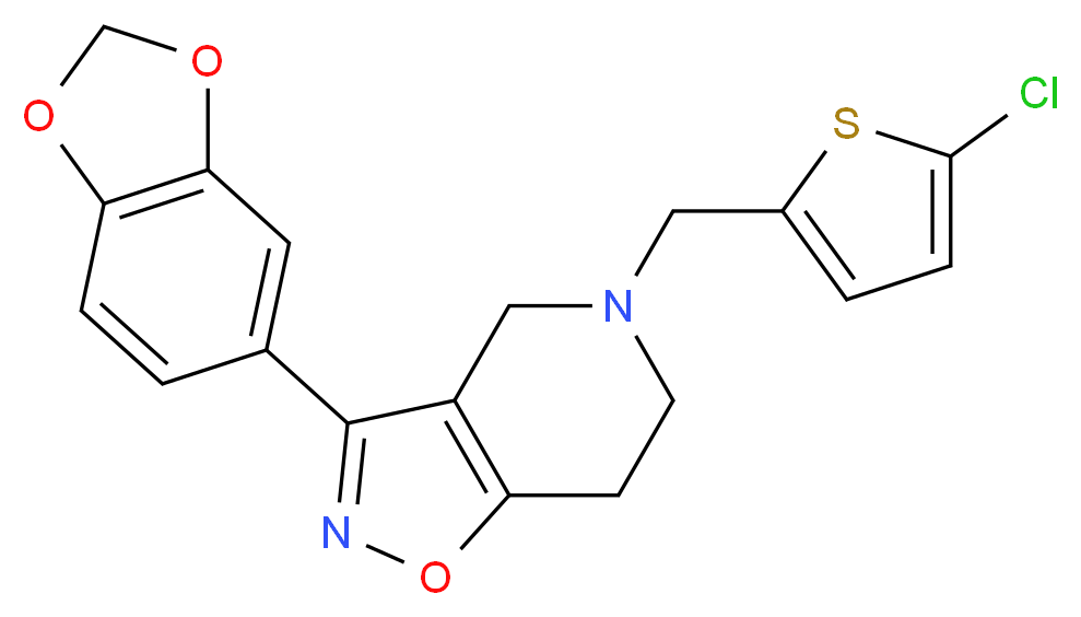 3-(1,3-benzodioxol-5-yl)-5-[(5-chloro-2-thienyl)methyl]-4,5,6,7-tetrahydroisoxazolo[4,5-c]pyridine_分子结构_CAS_)