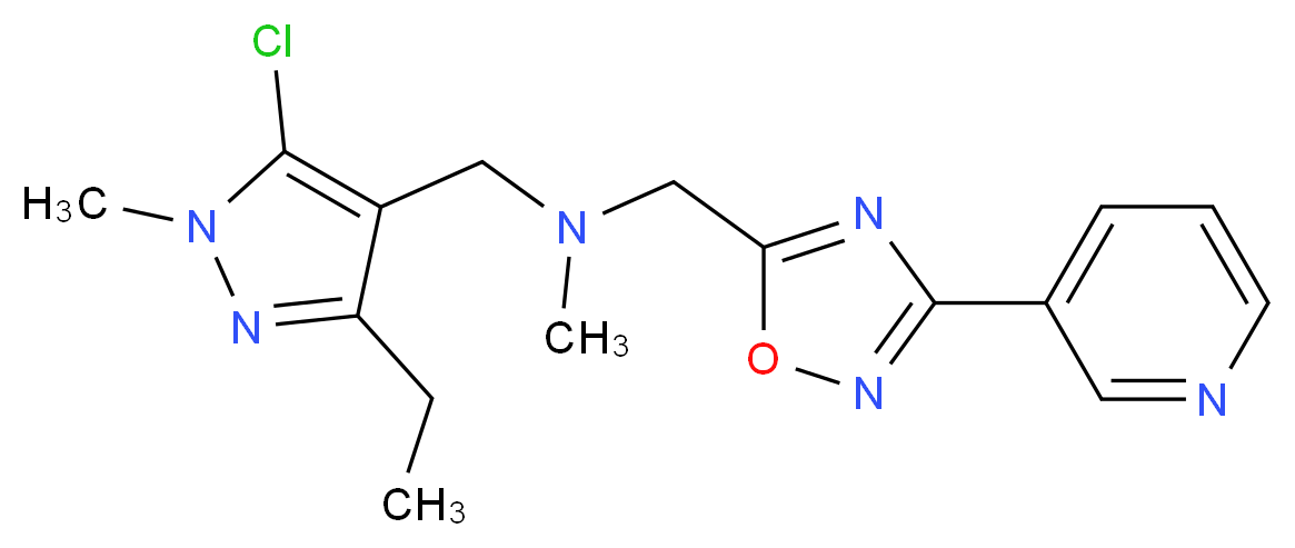 1-(5-chloro-3-ethyl-1-methyl-1H-pyrazol-4-yl)-N-methyl-N-{[3-(3-pyridinyl)-1,2,4-oxadiazol-5-yl]methyl}methanamine_分子结构_CAS_)