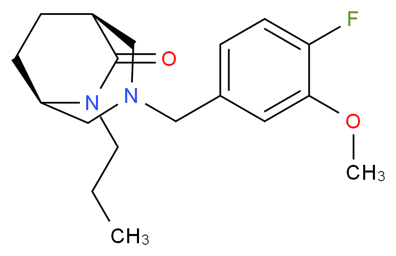 (1S*,5R*)-3-(4-fluoro-3-methoxybenzyl)-6-propyl-3,6-diazabicyclo[3.2.2]nonan-7-one_分子结构_CAS_)