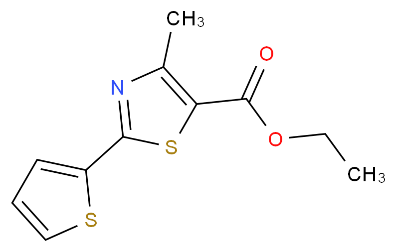 ethyl 4-methyl-2-(thiophen-2-yl)-1,3-thiazole-5-carboxylate_分子结构_CAS_56421-62-6