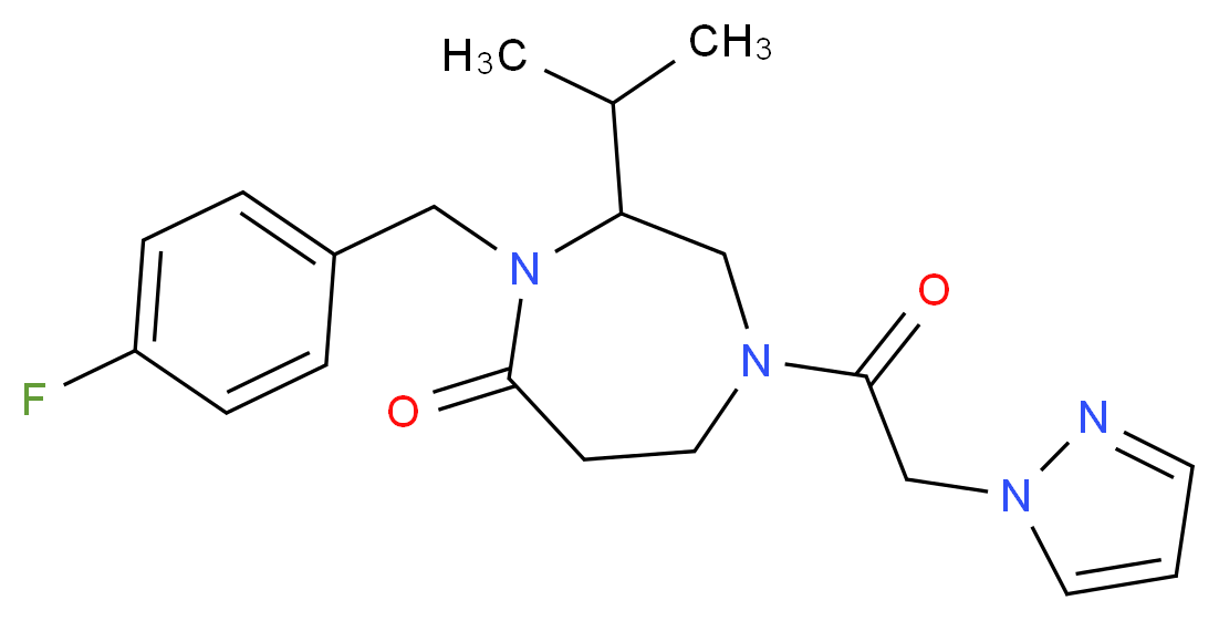 4-(4-fluorobenzyl)-3-isopropyl-1-(1H-pyrazol-1-ylacetyl)-1,4-diazepan-5-one_分子结构_CAS_)