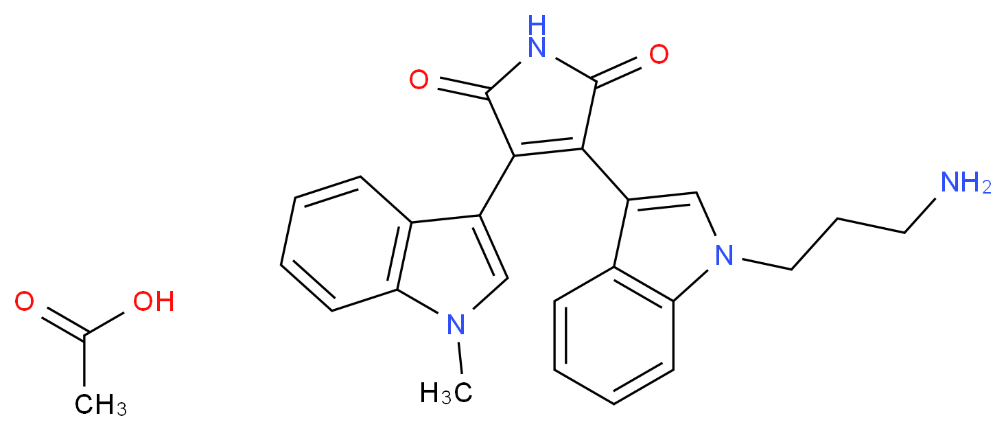 3-[1-(3-aminopropyl)-1H-indol-3-yl]-4-(1-methyl-1H-indol-3-yl)-2,5-dihydro-1H-pyrrole-2,5-dione; acetic acid_分子结构_CAS_138516-31-1