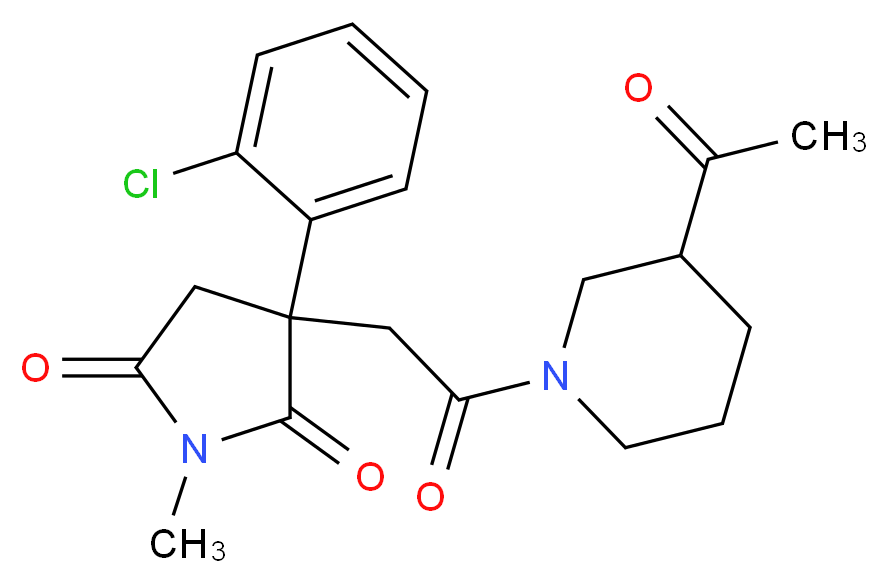 3-[2-(3-acetyl-1-piperidinyl)-2-oxoethyl]-3-(2-chlorophenyl)-1-methyl-2,5-pyrrolidinedione_分子结构_CAS_)
