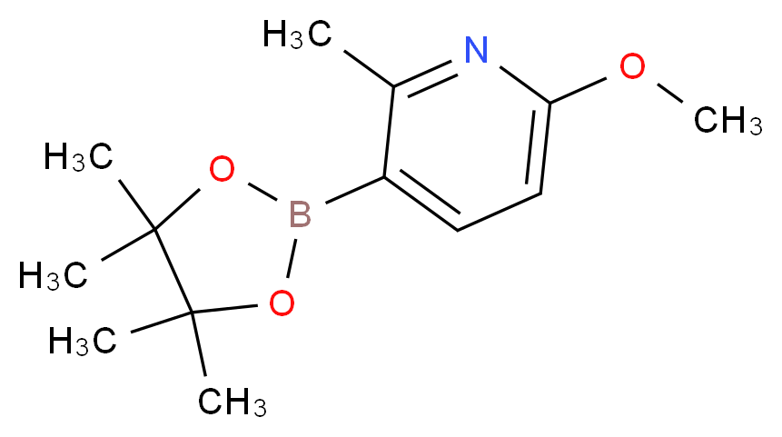 6-methoxy-2-methyl-3-(tetramethyl-1,3,2-dioxaborolan-2-yl)pyridine_分子结构_CAS_1080028-73-4