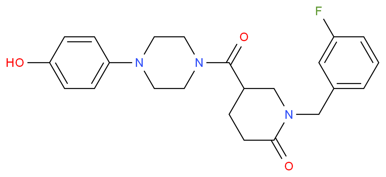 1-(3-fluorobenzyl)-5-{[4-(4-hydroxyphenyl)-1-piperazinyl]carbonyl}-2-piperidinone_分子结构_CAS_)