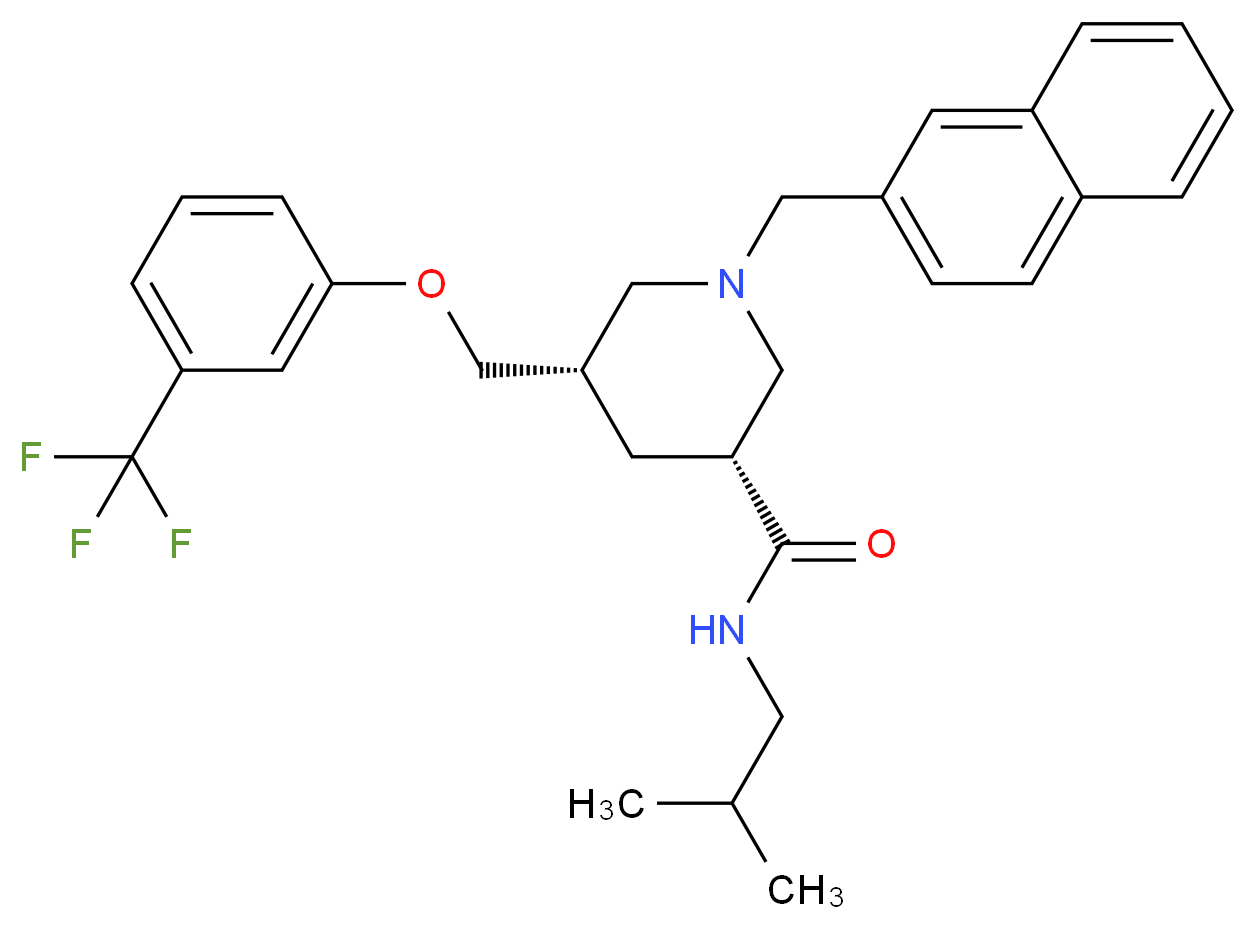 (3R,5S)-N-isobutyl-1-(2-naphthylmethyl)-5-{[3-(trifluoromethyl)phenoxy]methyl}-3-piperidinecarboxamide_分子结构_CAS_)