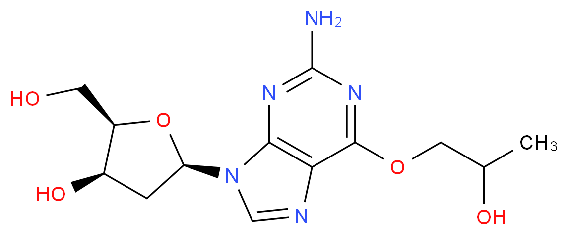 (2R,3R,5R)-5-[2-amino-6-(2-hydroxypropoxy)-9H-purin-9-yl]-2-(hydroxymethyl)oxolan-3-ol_分子结构_CAS_1327339-22-9