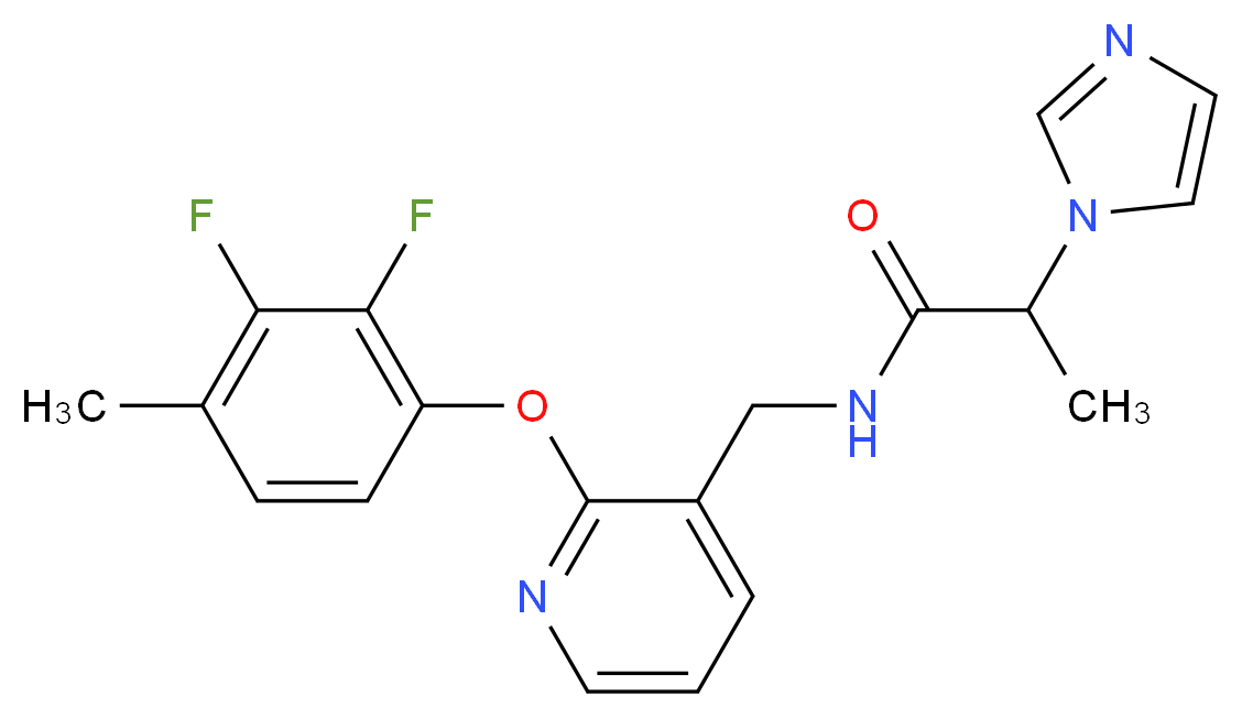 N-{[2-(2,3-difluoro-4-methylphenoxy)-3-pyridinyl]methyl}-2-(1H-imidazol-1-yl)propanamide_分子结构_CAS_)
