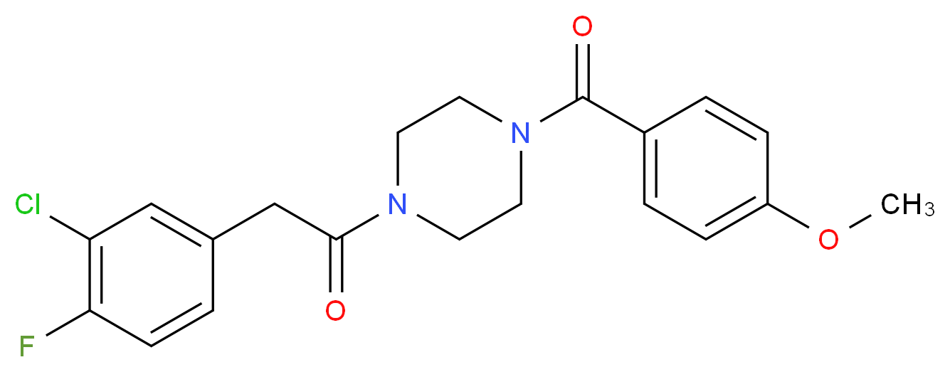 1-[(3-chloro-4-fluorophenyl)acetyl]-4-(4-methoxybenzoyl)piperazine_分子结构_CAS_)