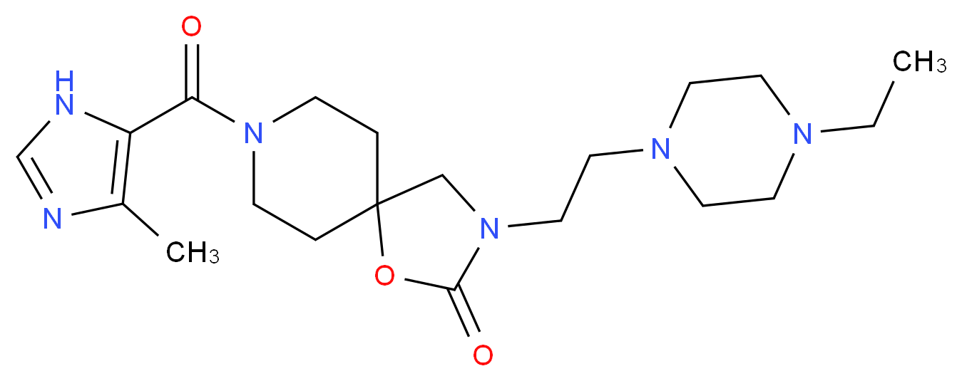 3-[2-(4-ethylpiperazin-1-yl)ethyl]-8-[(4-methyl-1H-imidazol-5-yl)carbonyl]-1-oxa-3,8-diazaspiro[4.5]decan-2-one_分子结构_CAS_)