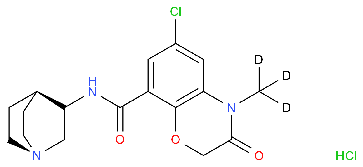 N-{1-azabicyclo[2.2.2]octan-3-yl}-6-chloro-4-(<sup>2</sup>H<sub>3</sub>)methyl-3-oxo-3,4-dihydro-2H-1,4-benzoxazine-8-carboxamide hydrochloride_分子结构_CAS_1216505-58-6