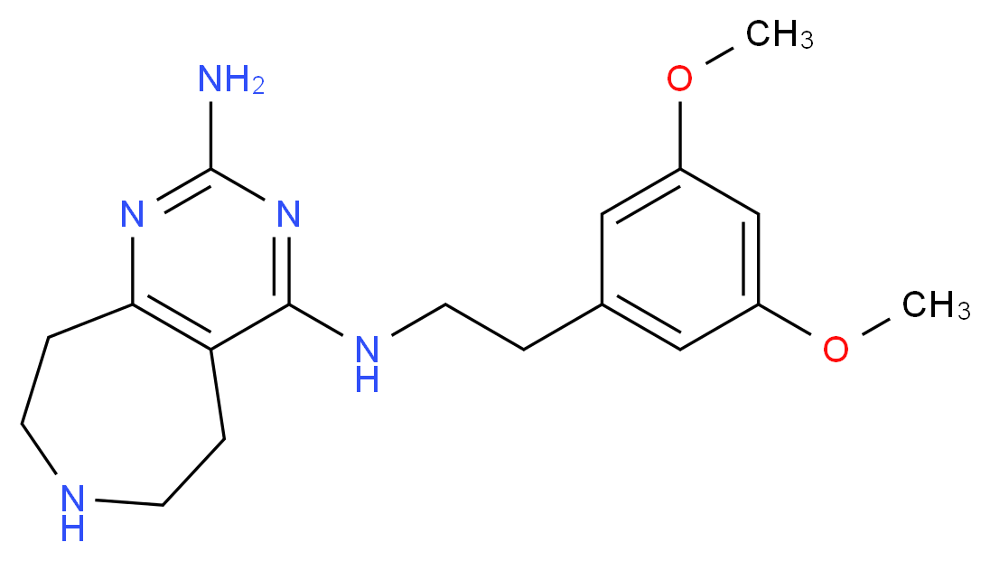 N~4~-[2-(3,5-dimethoxyphenyl)ethyl]-6,7,8,9-tetrahydro-5H-pyrimido[4,5-d]azepine-2,4-diamine_分子结构_CAS_)