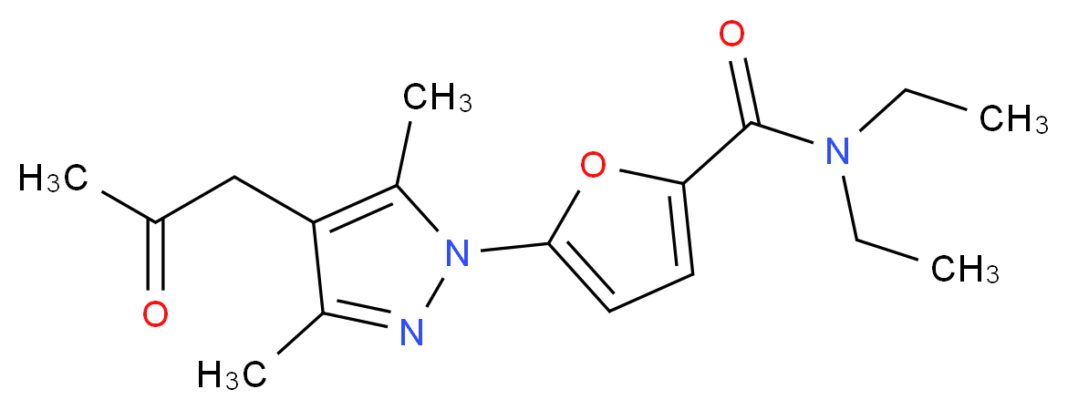 5-[3,5-dimethyl-4-(2-oxopropyl)-1H-pyrazol-1-yl]-N,N-diethyl-2-furamide_分子结构_CAS_)