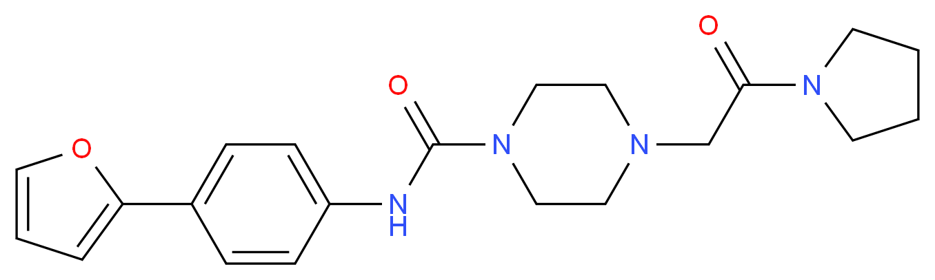 N-[4-(2-furyl)phenyl]-4-(2-oxo-2-pyrrolidin-1-ylethyl)piperazine-1-carboxamide_分子结构_CAS_)