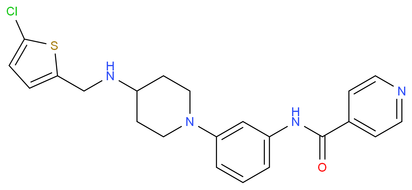 N-[3-(4-{[(5-chloro-2-thienyl)methyl]amino}-1-piperidinyl)phenyl]isonicotinamide_分子结构_CAS_)