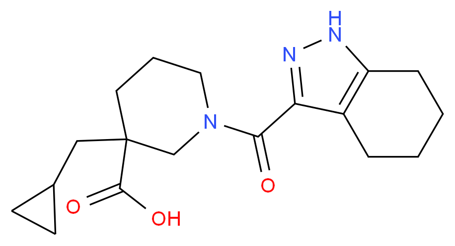 3-(cyclopropylmethyl)-1-(4,5,6,7-tetrahydro-1H-indazol-3-ylcarbonyl)-3-piperidinecarboxylic acid_分子结构_CAS_)