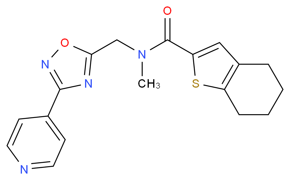N-methyl-N-{[3-(4-pyridinyl)-1,2,4-oxadiazol-5-yl]methyl}-4,5,6,7-tetrahydro-1-benzothiophene-2-carboxamide_分子结构_CAS_)