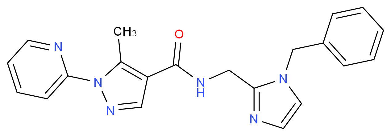 N-[(1-benzyl-1H-imidazol-2-yl)methyl]-5-methyl-1-pyridin-2-yl-1H-pyrazole-4-carboxamide_分子结构_CAS_)