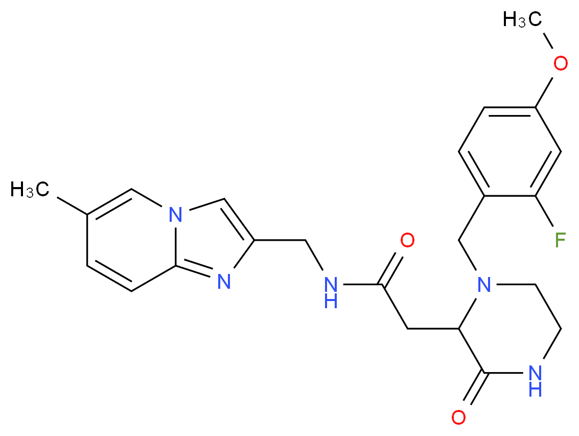2-[1-(2-fluoro-4-methoxybenzyl)-3-oxo-2-piperazinyl]-N-[(6-methylimidazo[1,2-a]pyridin-2-yl)methyl]acetamide_分子结构_CAS_)
