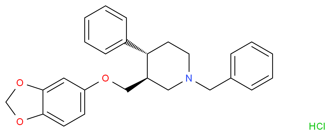 (3S,4R)-3-[(2H-1,3-benzodioxol-5-yloxy)methyl]-1-benzyl-4-phenylpiperidine hydrochloride_分子结构_CAS_105813-39-6